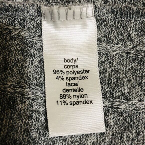 Maurices Sweater Womens Medium Gray Black Long Sleeve Pullover Lace Floral Crew - Picture 4 of 7